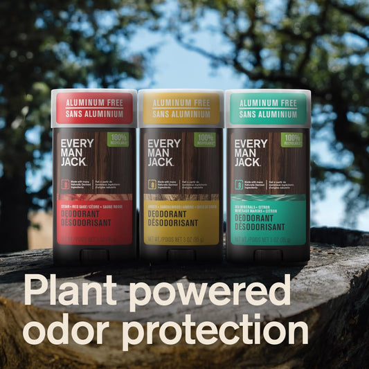 Close-up of Every Man Jack Cedar + Red Sage deodorant stick texture
