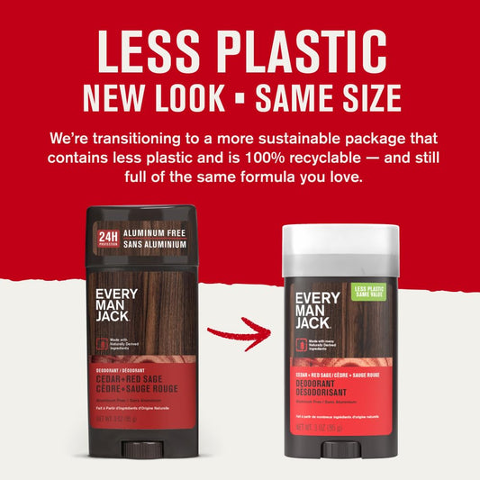 Every Man Jack Cedar & Red Sage packaging highlights sustainable, recyclable materials