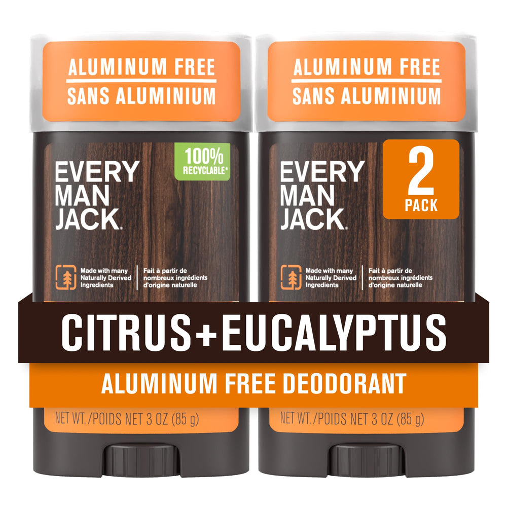 Every Man Jack Citrus + Eucalyptus deodorant bottle offers all-day freshness for active days.