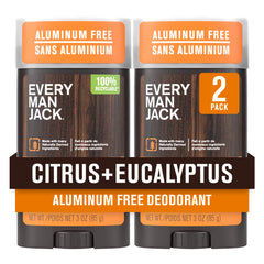 Every Man Jack Citrus + Eucalyptus deodorant bottle offers all-day freshness for active days.