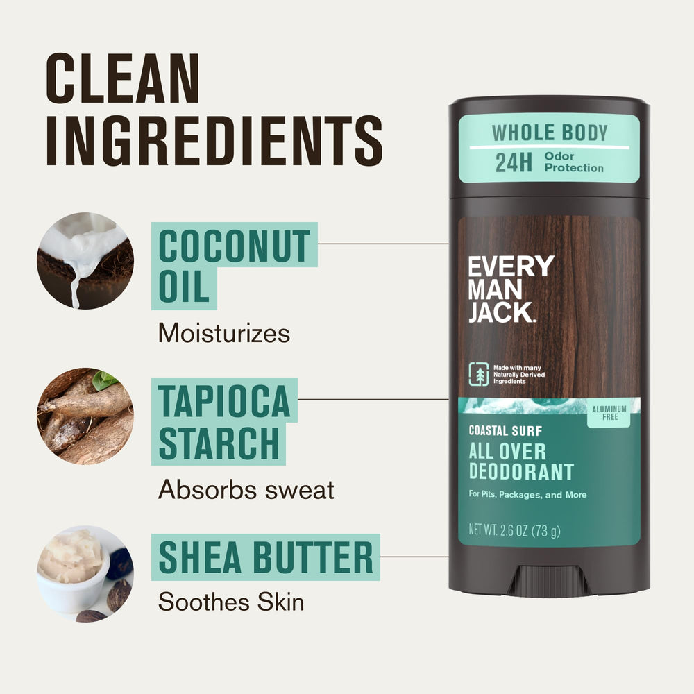 Every Man Jack Coastal Surf deodorant label on packaging