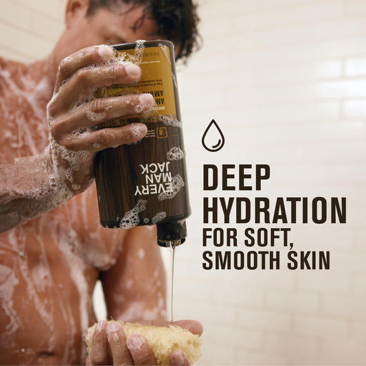 Every Man Jack bottle with pump enabling easy lather and quick showers.
