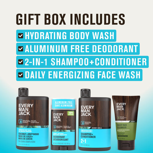 Every Man Jack coconut driftwood body wash for clean, hydrated skin