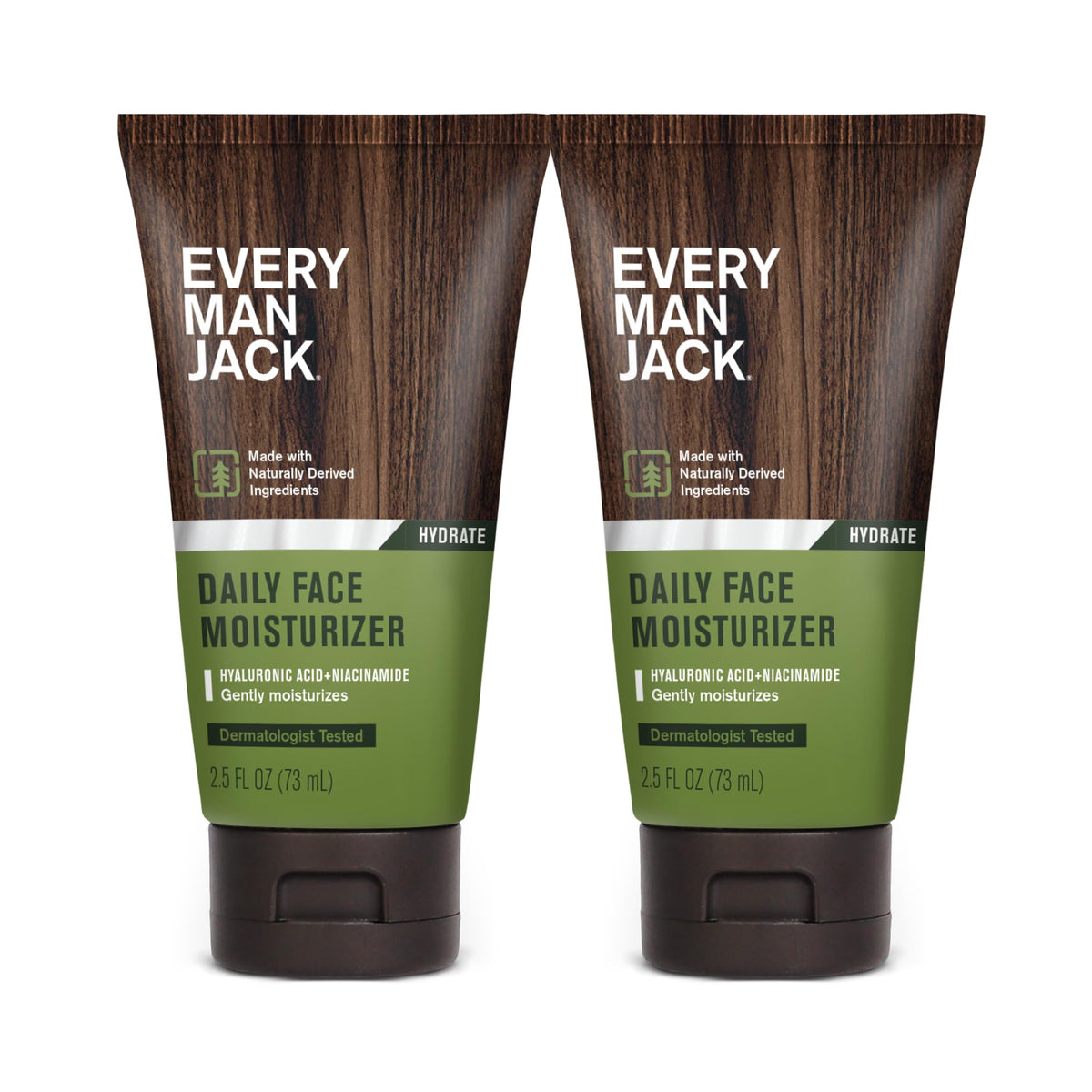 Every Man Jack Daily Face Lotion bottle on white, for deep hydration and refreshed skin.