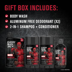 Every Man Jack Deadpool body wash with refreshing cleanse and musk aroma