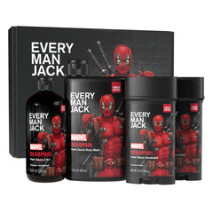 Every Man Jack Deadpool gift-set box for Marvel fans and grooming enthusiasts