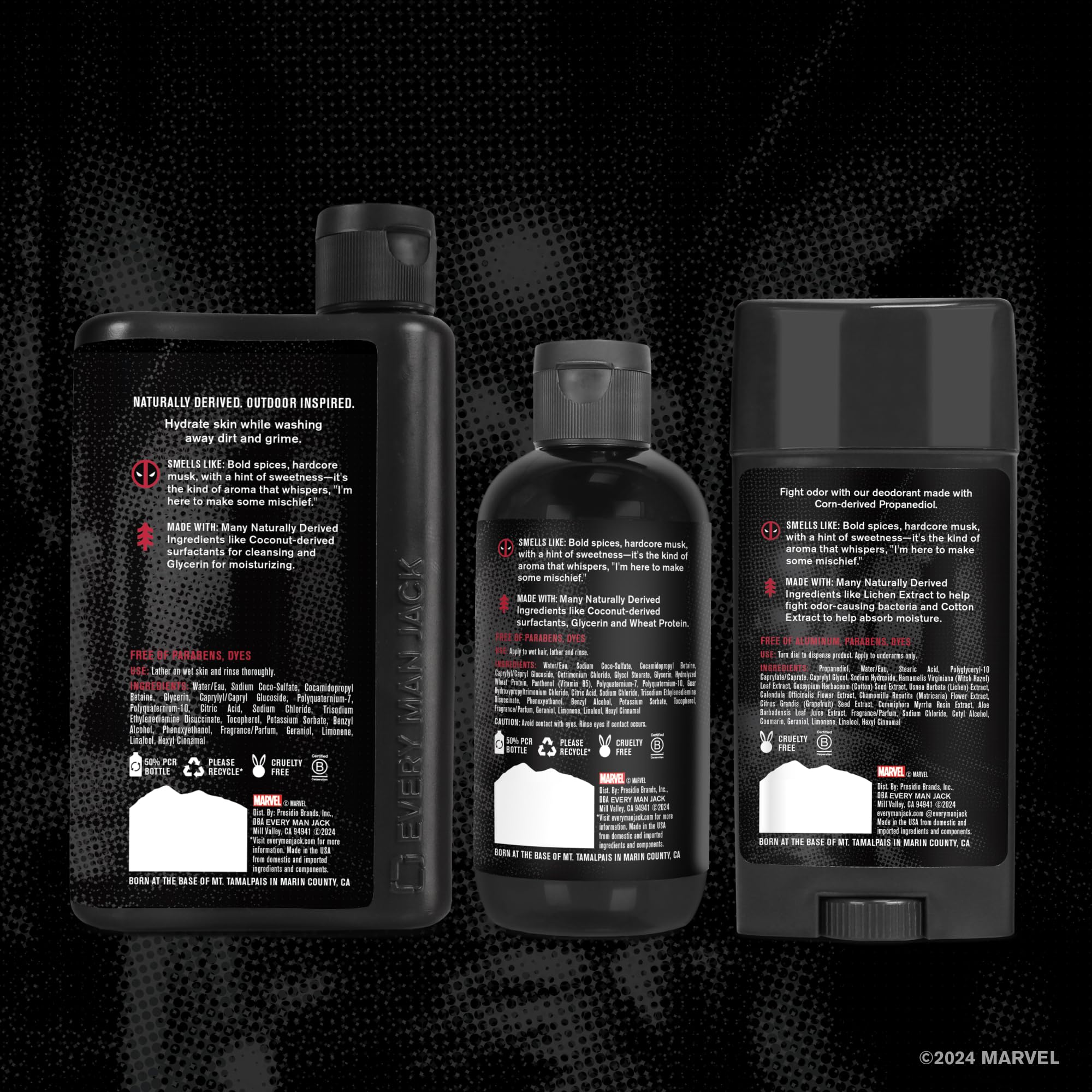 Every Man Jack Deadpool gift moment showcasing superhero branding and packaging