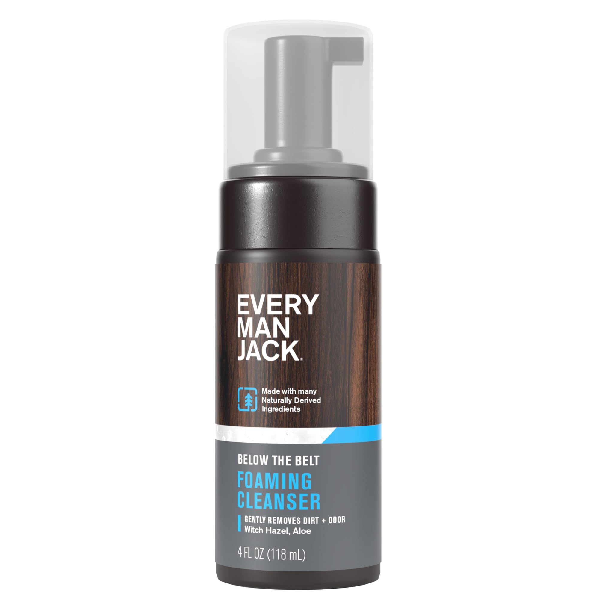 Every Man Jack Foaming Groin Wash bottle shows clean, confident care for sensitive groin skin.