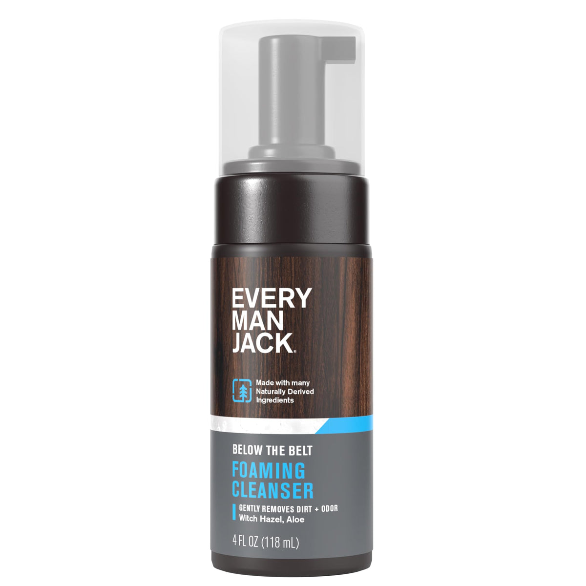 Every Man Jack Foaming Groin Wash bottle shows clean, confident care for sensitive groin skin.