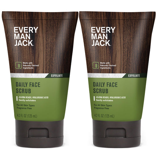 Every Man Jack Gentle Exfoliating Face Scrub tub with jojoba beads revitalizes the skin.