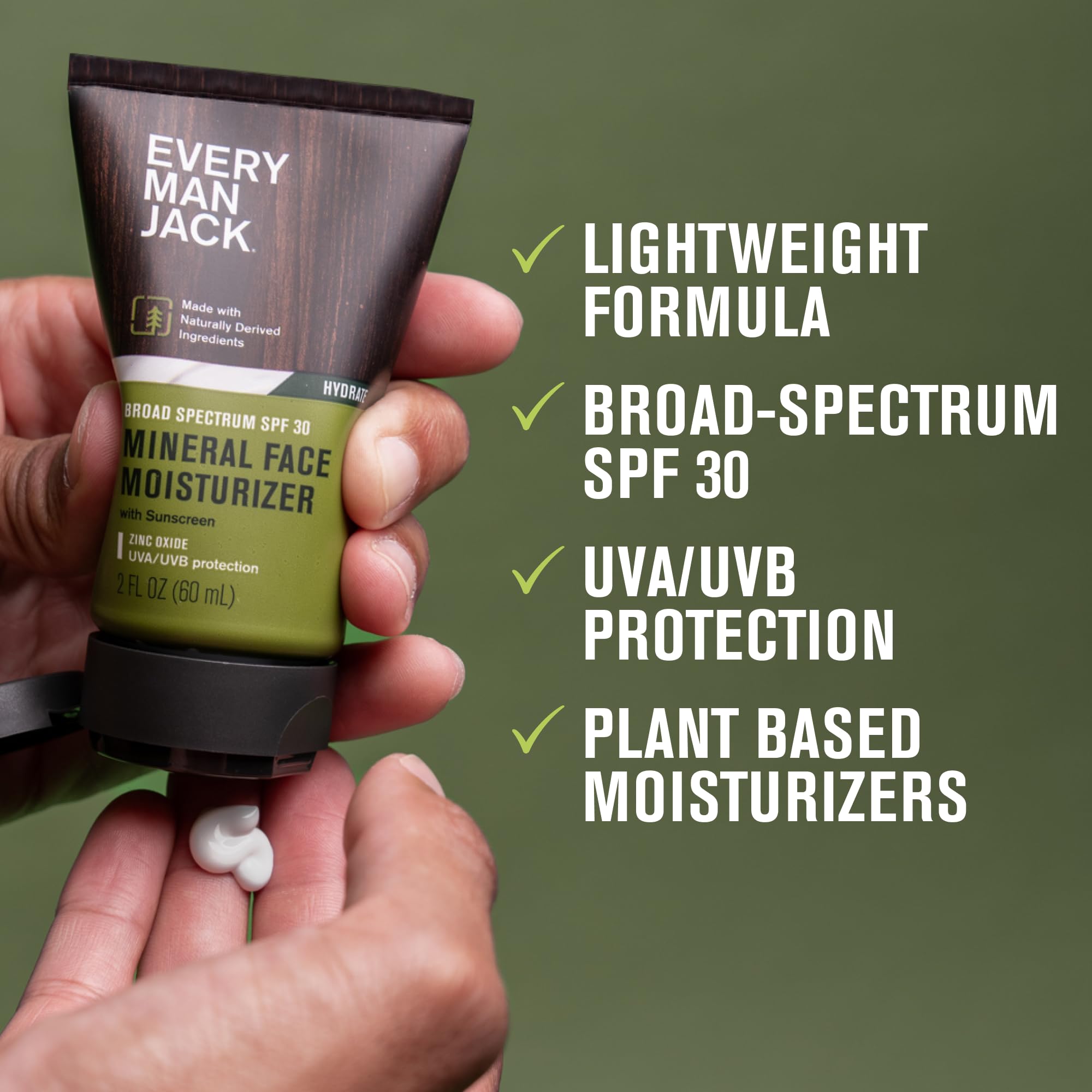 Dime-sized amount being applied to clean dry skin