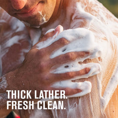 Every Man Jack body wash foam showing creamy lather during showers.