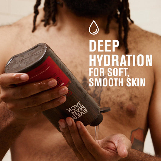 Every Man Jack label detail highlights cedar and sage notes on the bottle.