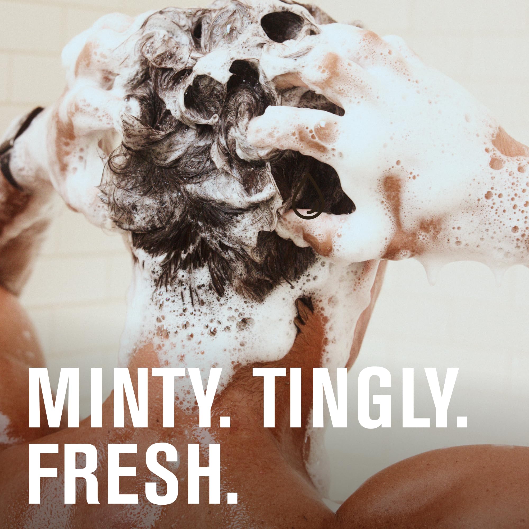 Every Man Jack peppermint oil closeup highlighting refreshing scalp feel.