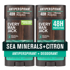 Every Man Jack Sea Minerals Citron deodorant 2-pack pack shot with 48-hour protection