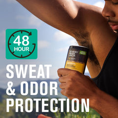 Every Man Jack deodorant bottle close-up highlighting smooth glide and quick-dry