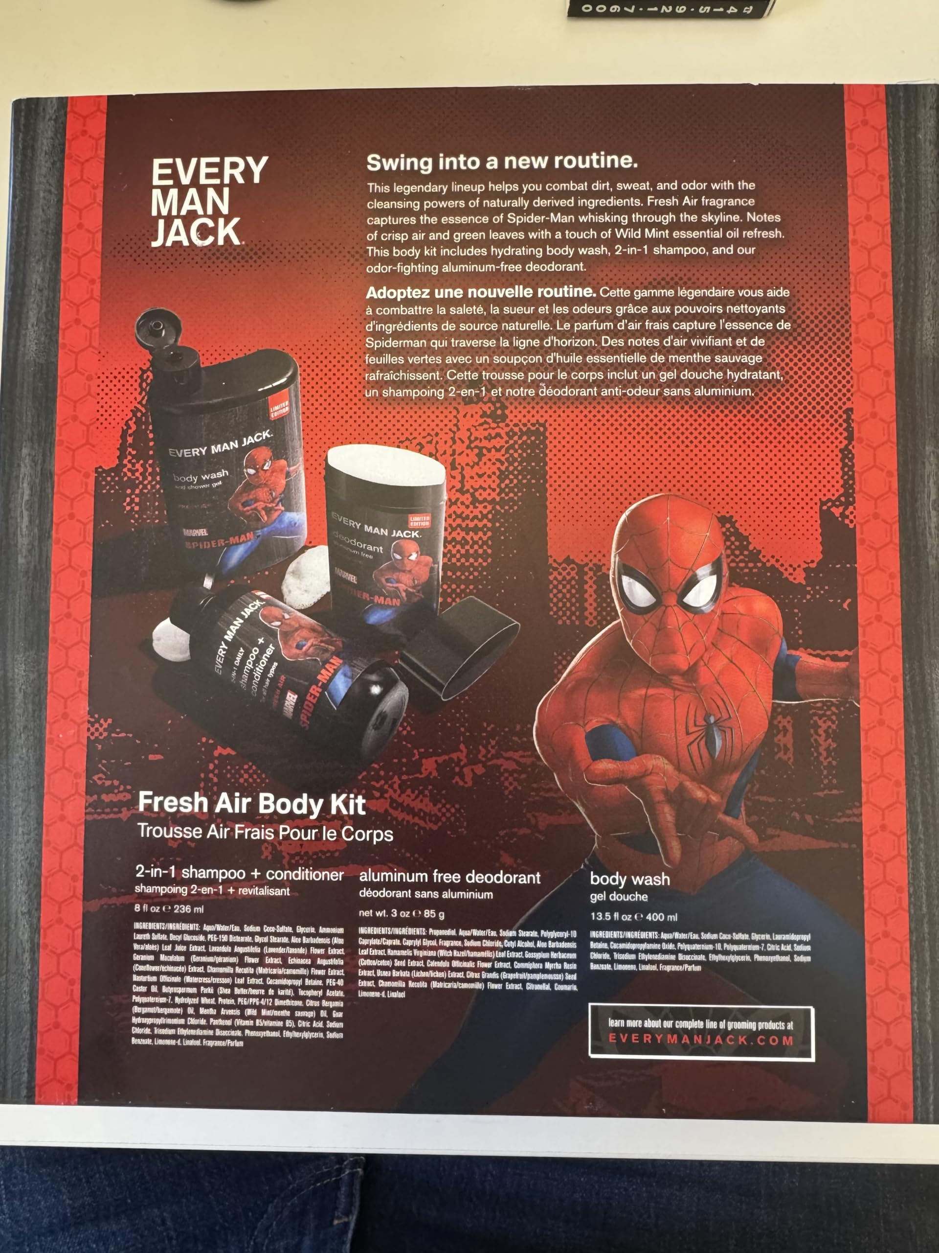 Every Man Jack Spider-Man bath routine image highlighting a compact 3-piece set.
