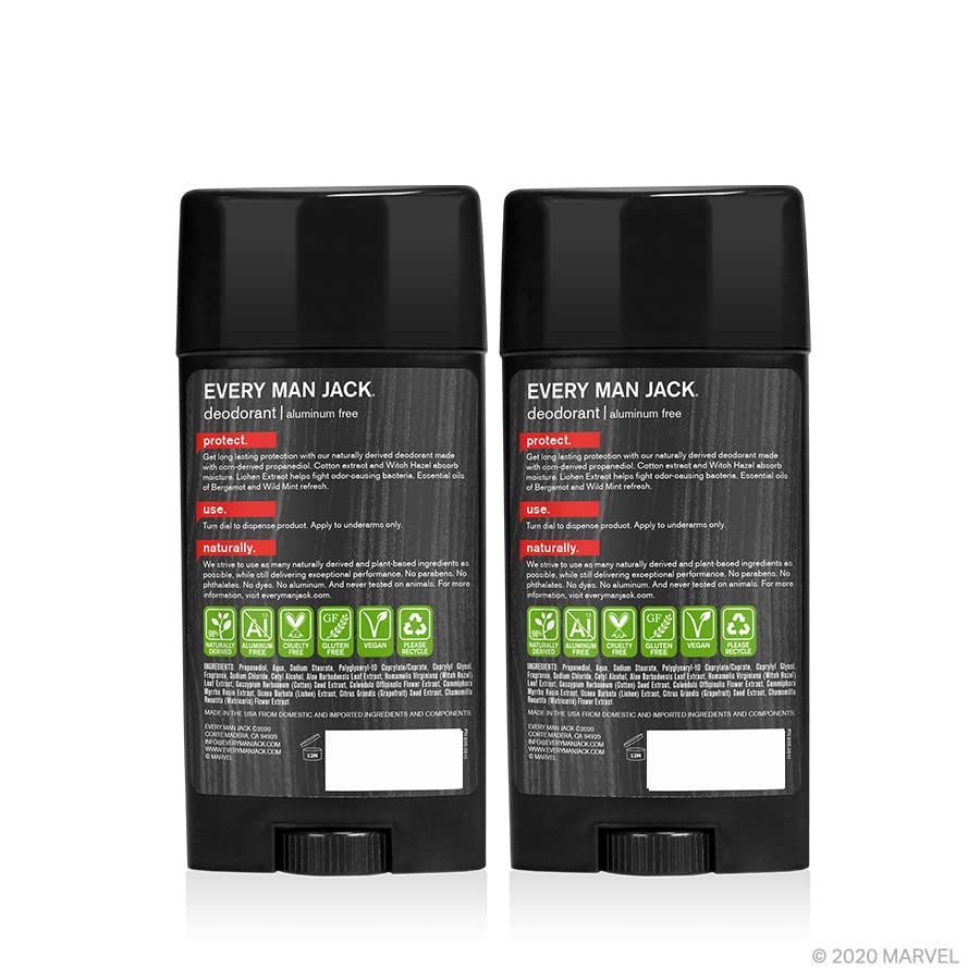Every Man Jack Spider-Man Deodorant made in the USA with recycled bottle content