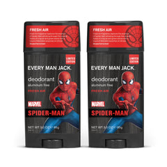 Every Man Jack Spider-Man Deodorant Twin Pack box; long-lasting freshness for daily wear