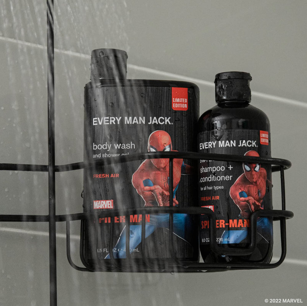 Every Man Jack Spider-Man gift set box, ready for gifting and display.