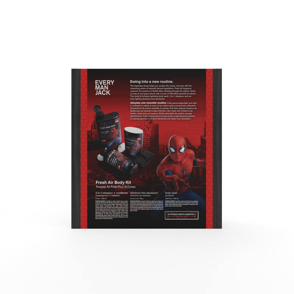 Every Man Jack Spider-Man label design emphasizing bold branding and premium packaging.