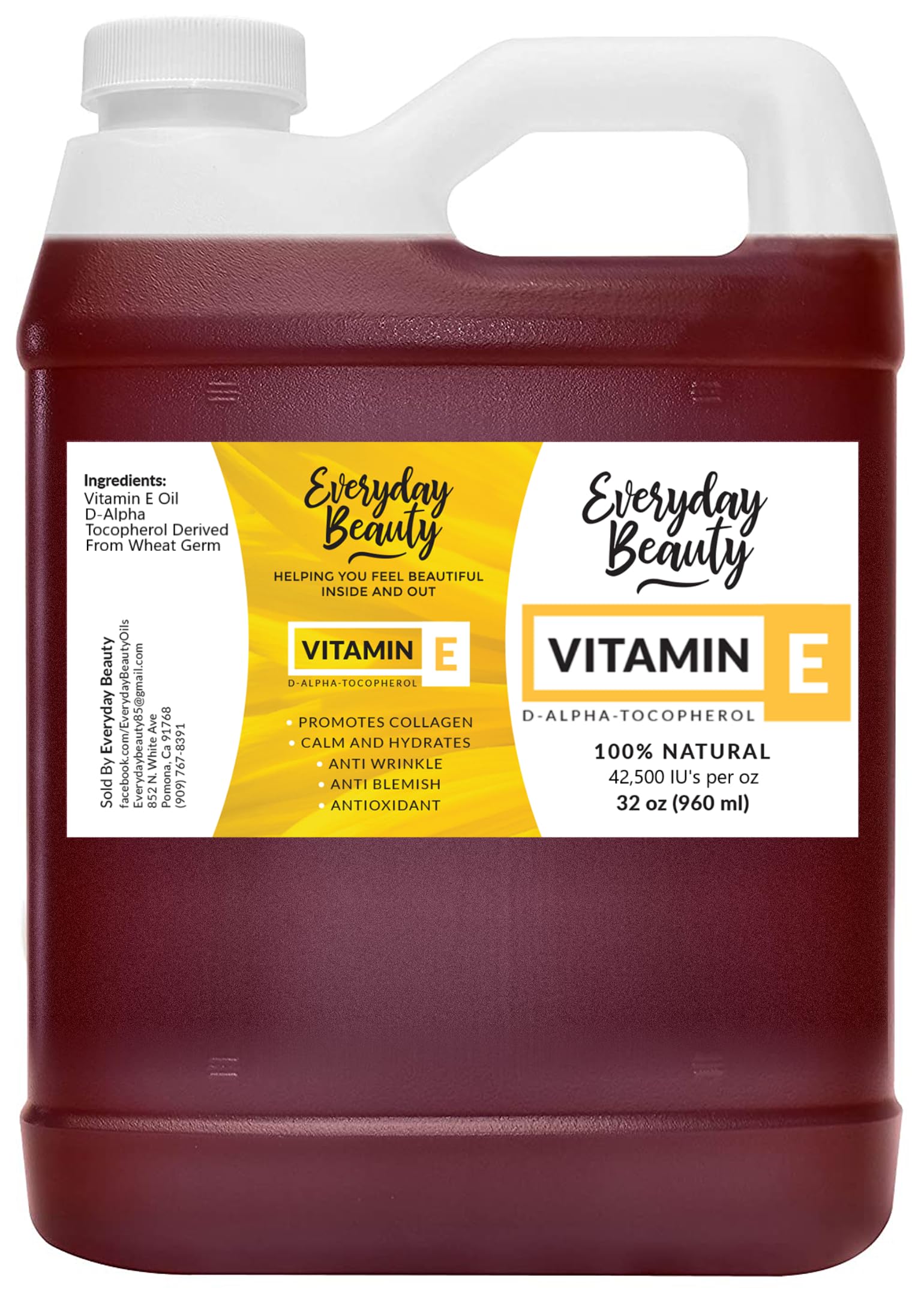 Everyday Beauty Vitamin E Oil bottle 32 oz for skin hydration