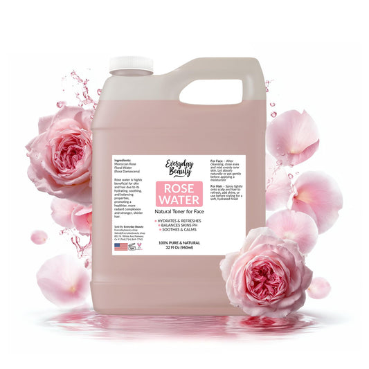 Everyday Beauty Rose Water Toner bottle-32oz offers a refreshing facial care routine.