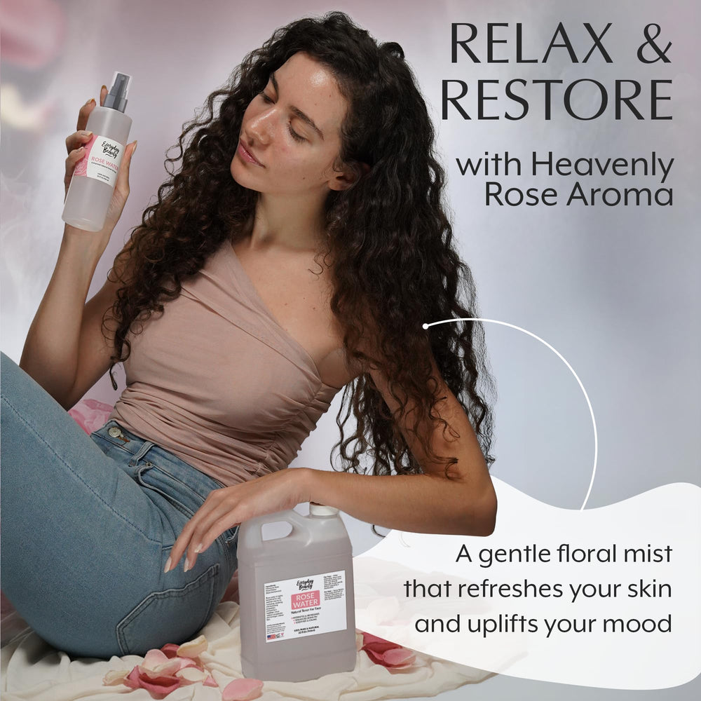 Everyday Beauty Rose Water Toner hair-use showcases versatile, non-residue hydration.