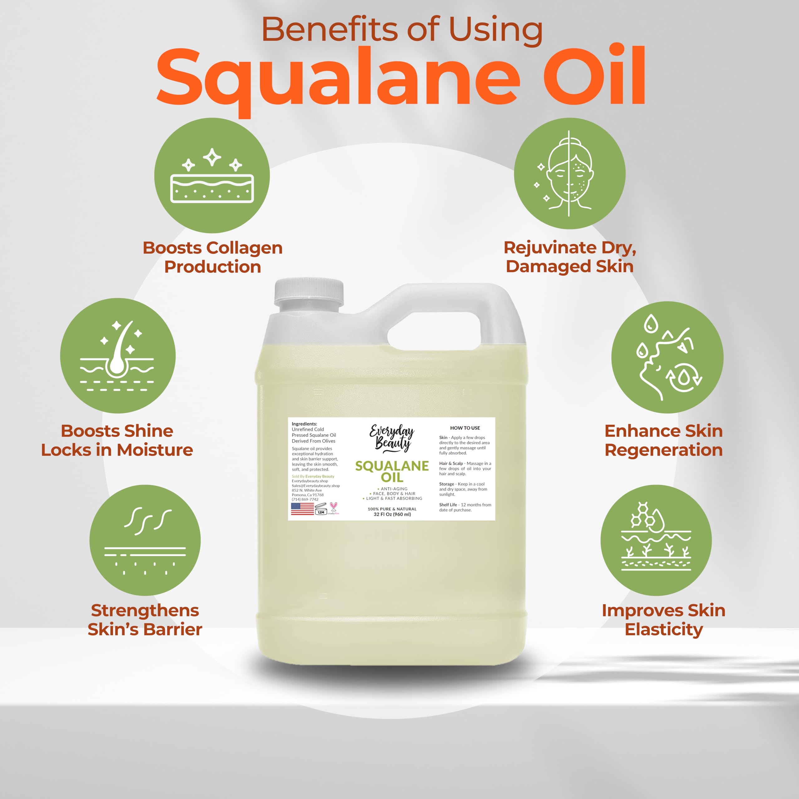 Everyday Beauty Squalane Oil Bulk hair serum adds shine
