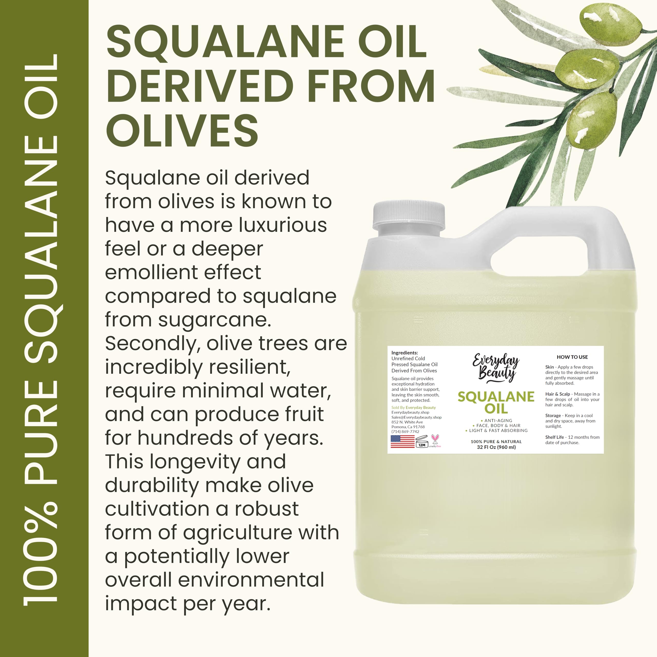 Everyday Beauty Squalane Oil Bulk vegan cruelty-free formula