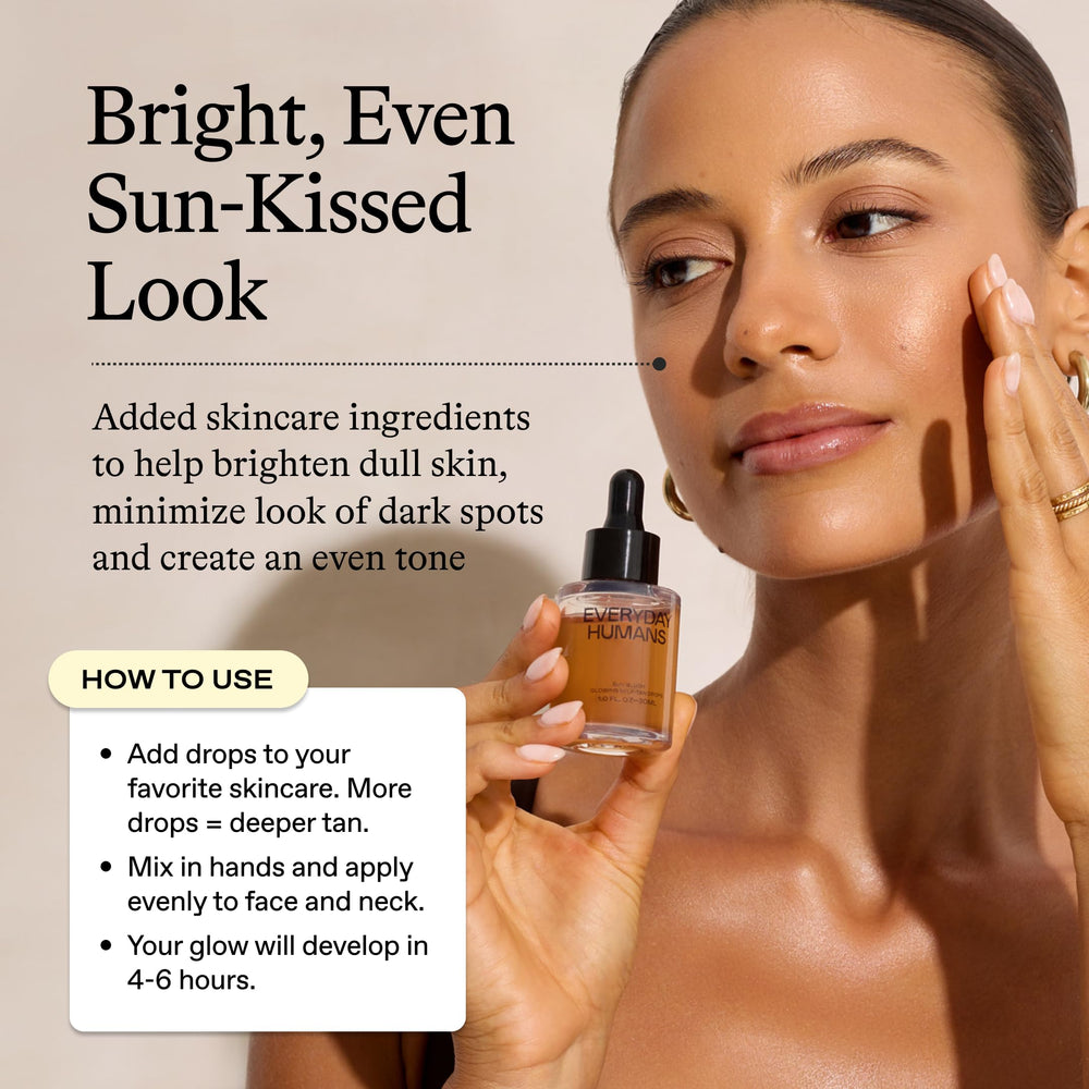 Everyday Humans Sun Blush drops dropper in action for controlled tan