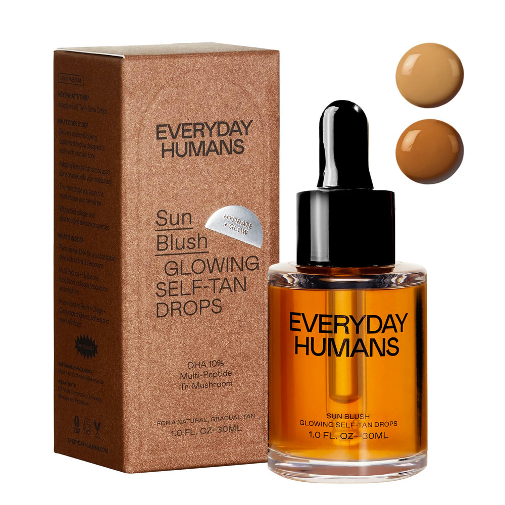 Everyday Humans Sun Blush Glowing Drops bottle for a customizable sun-kissed glow.