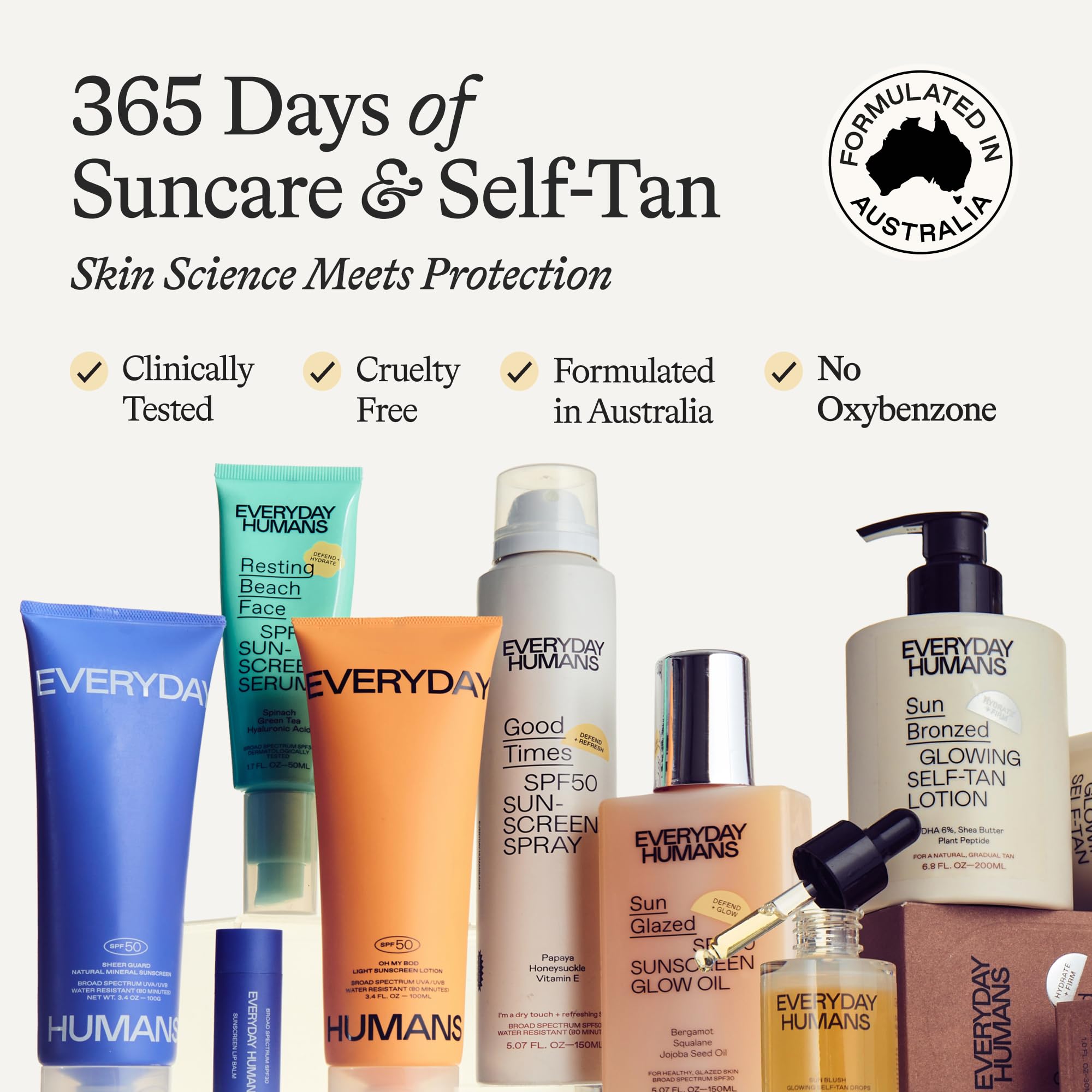 Everyday Humans Sun Bronzed Gradual Self Tanner ingredients list highlights peptides and shea butter.