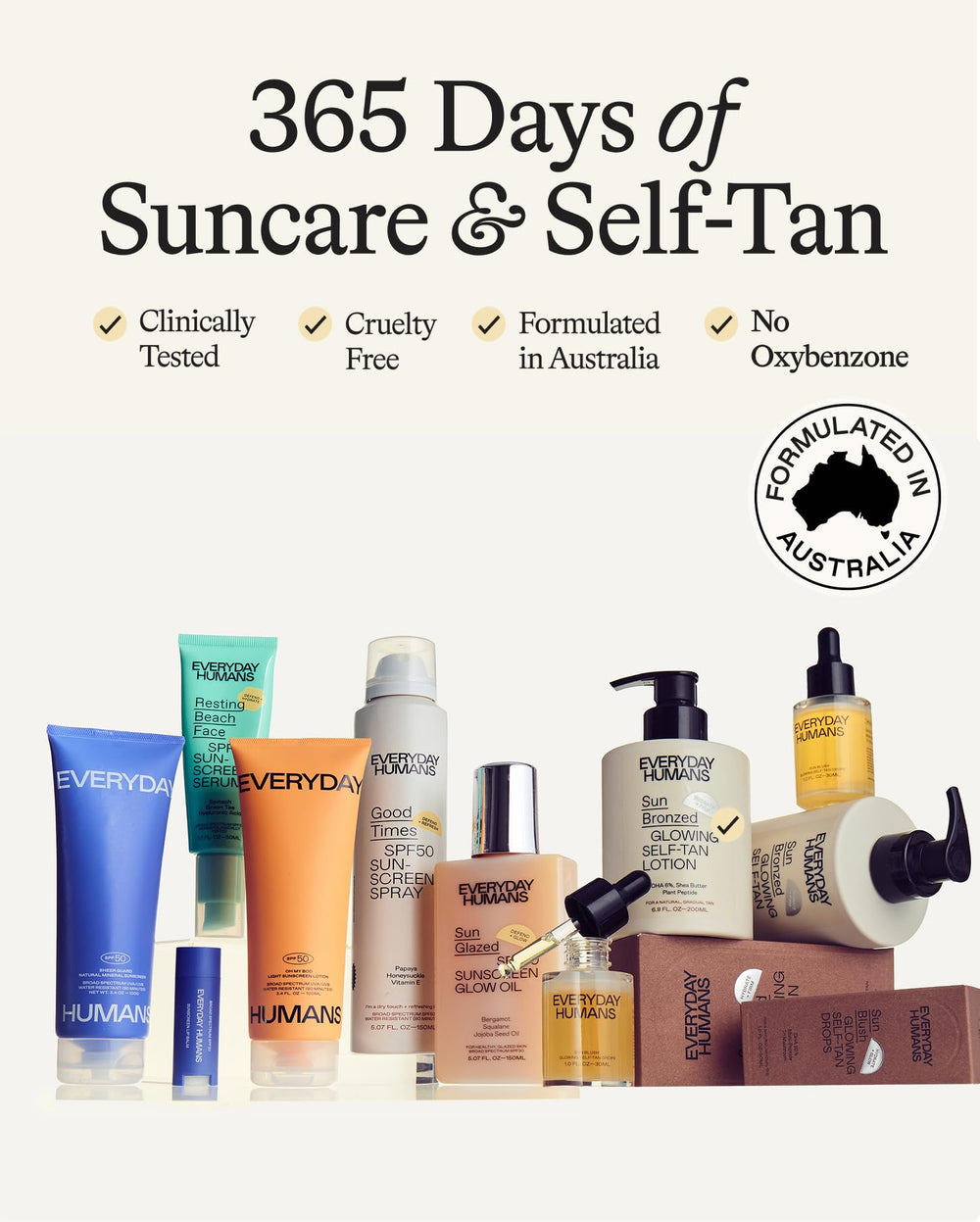 Everyday Humans Sun Glazed cruelty-free packaging signals ethical beauty.