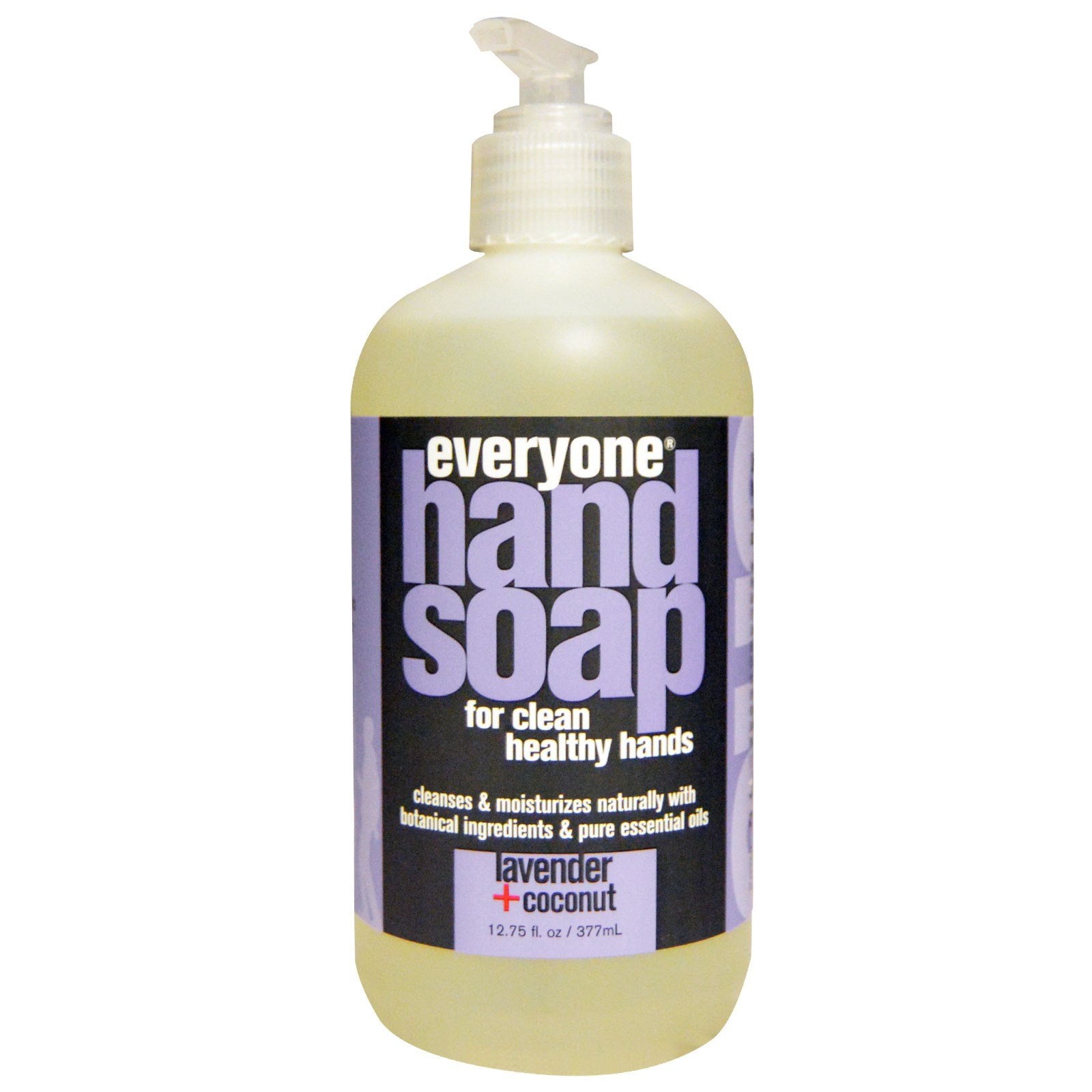 Everyone Botanical Lavender Coconut Hand Soap pour showing creamy lather and aroma