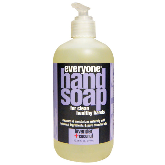 Everyone Botanical Lavender Coconut Hand Soap pour showing creamy lather and aroma