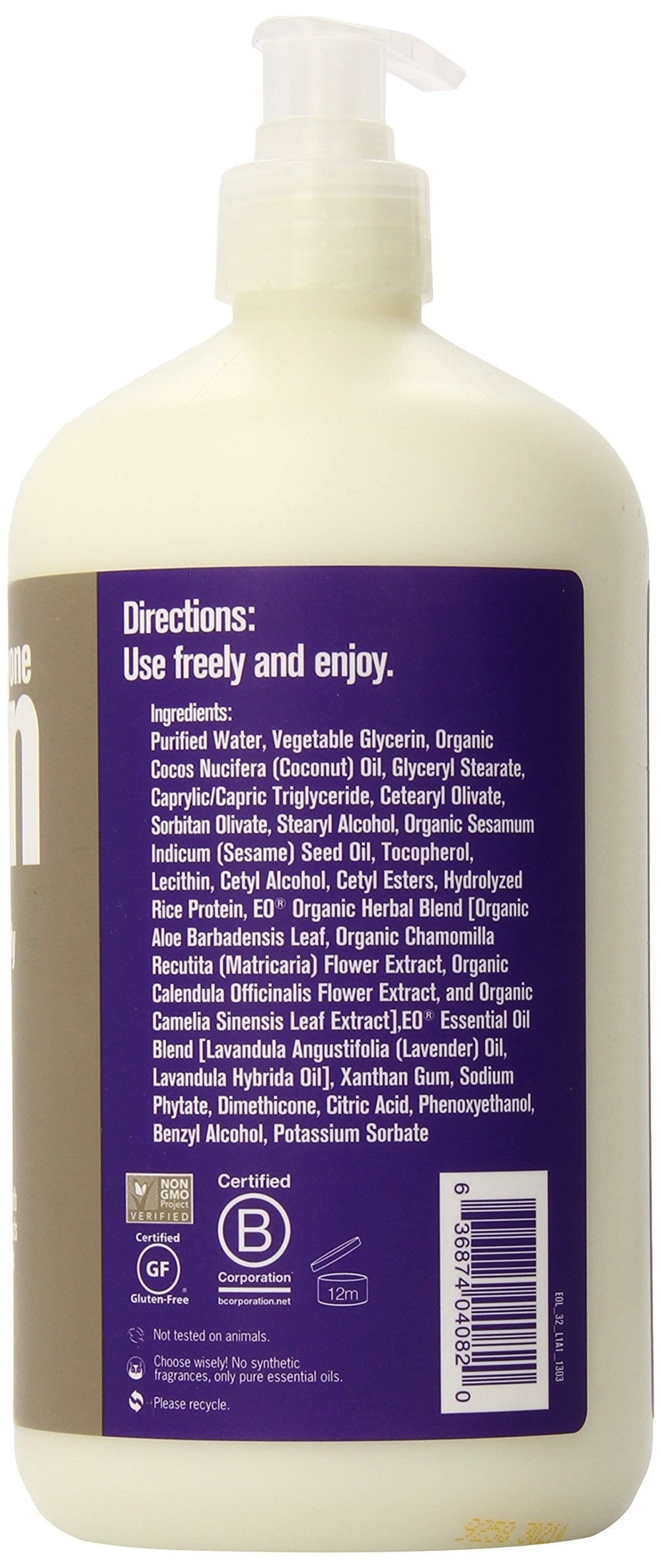 Creamy lavender aloe texture on hands and body for weightless moisture