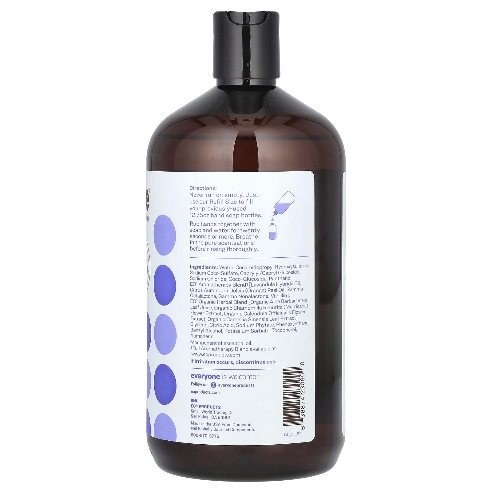 Everyone Lavender & Coconut Hand Soap Refill label showing branding and scent.