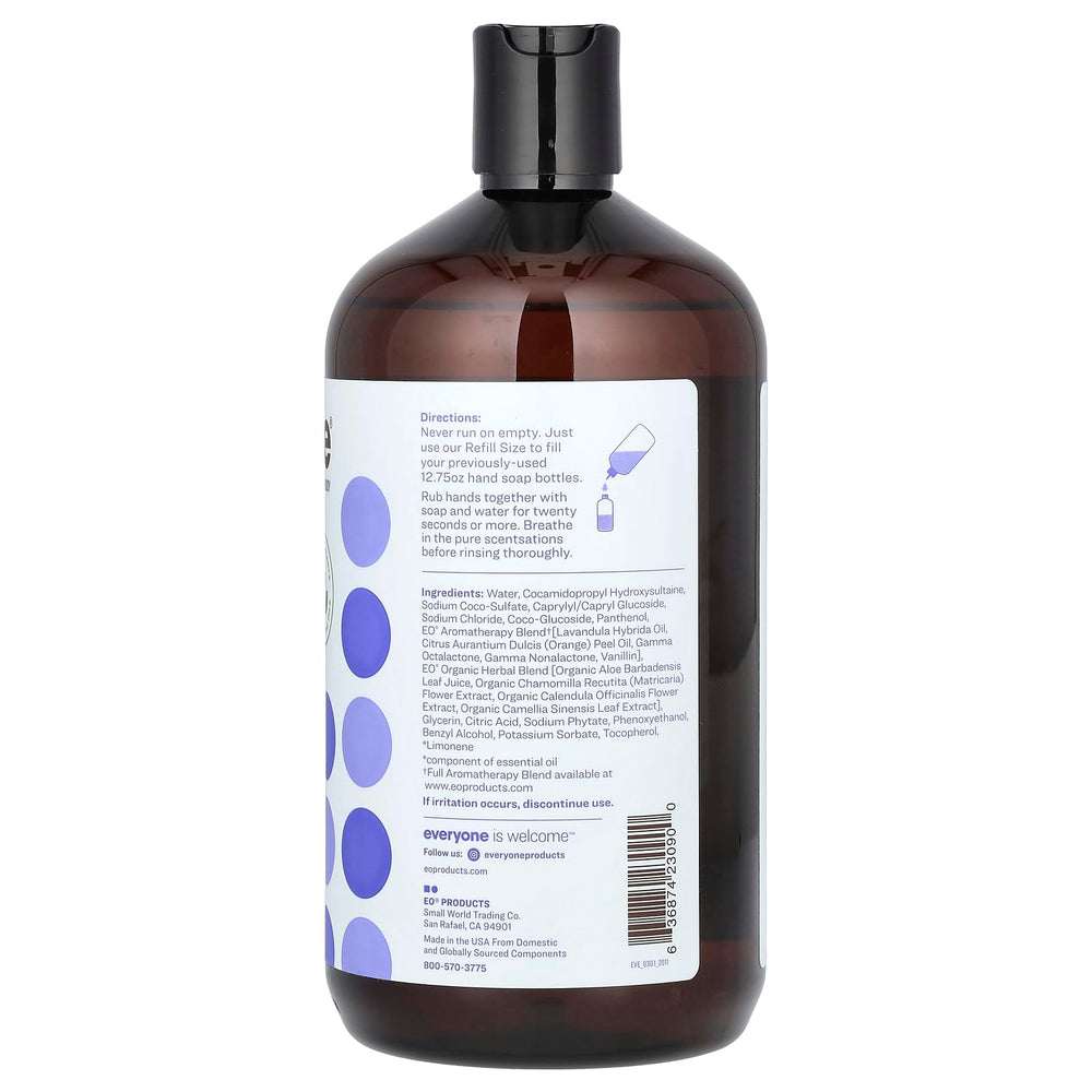 Everyone Lavender & Coconut Hand Soap Refill label showing branding and scent.