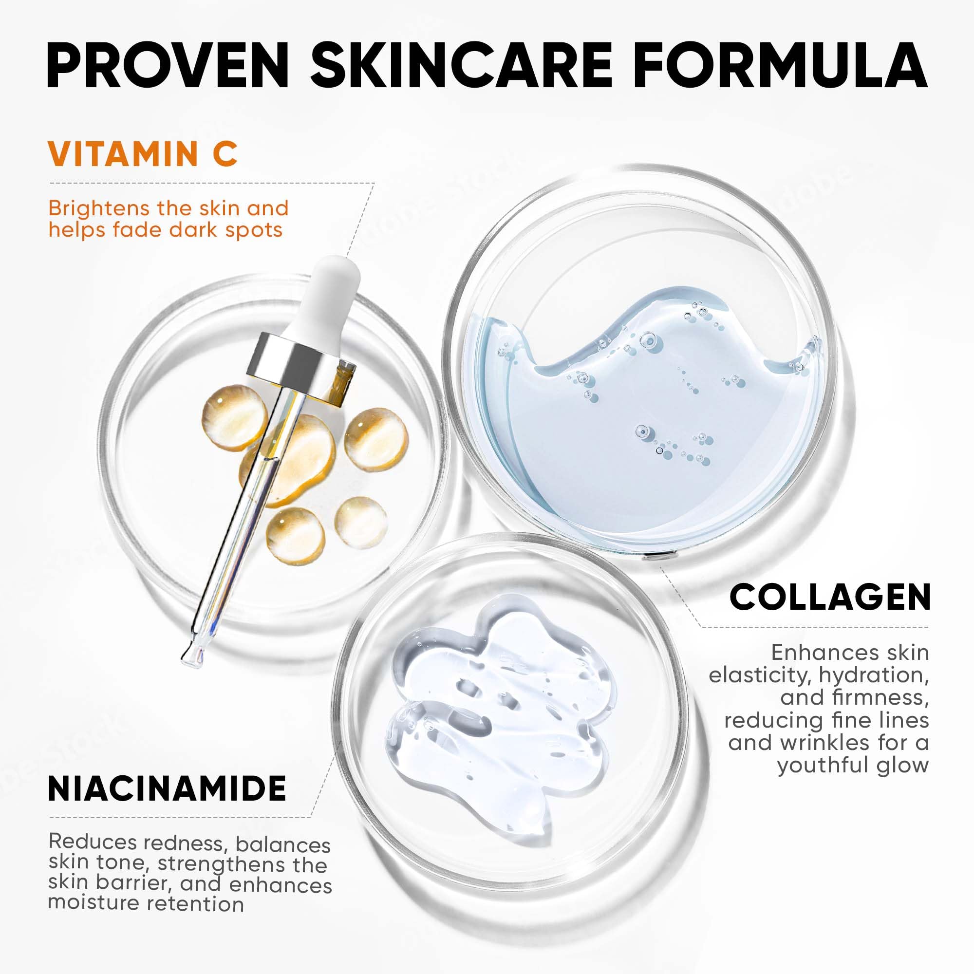 EVERYOUTH Stem Cell Serum label showcasing collagen support and elasticity for a firmer look.