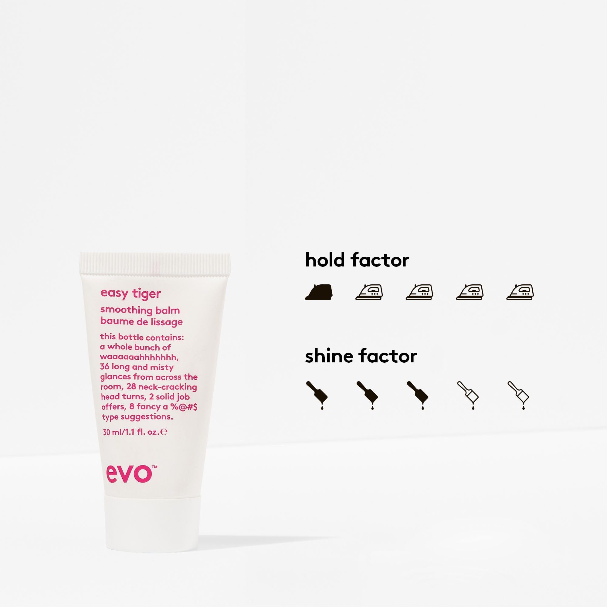 Damp hair application of EVO Easy Tiger balm for controlled blow-dry results.
