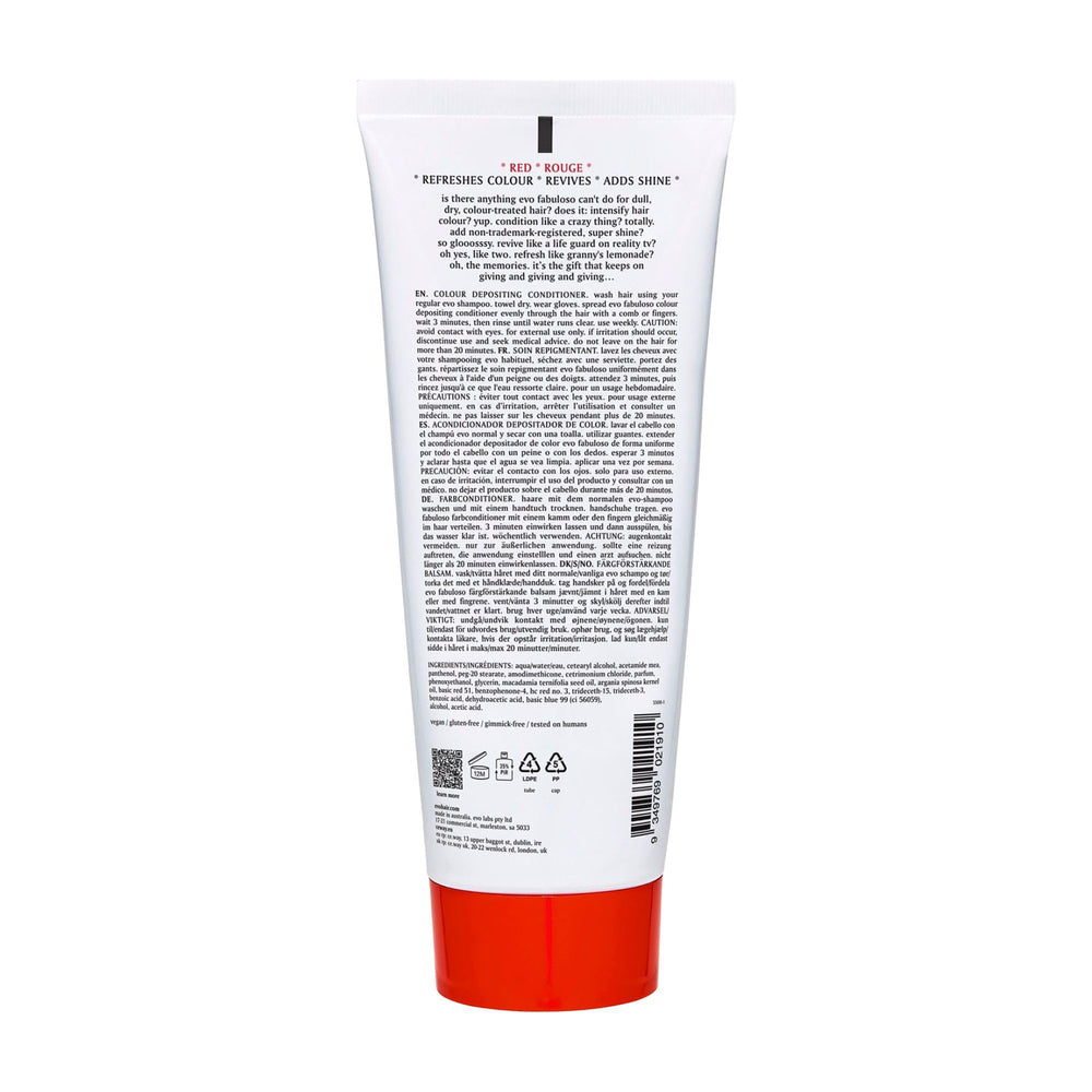 EVO Fabuloso red color depositing conditioner pump dispensing product for easy application