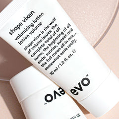 Hair being blow-dried with EVO Shape Vixen lotion for lift