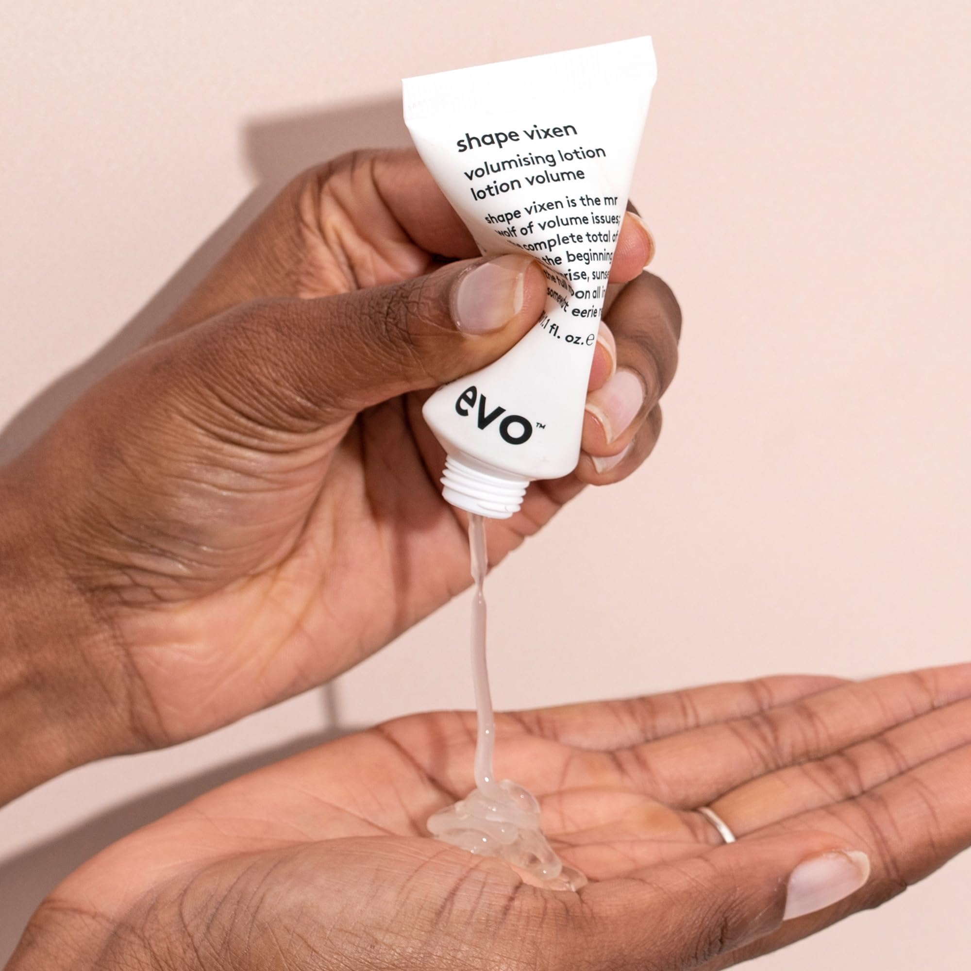 Applying EVO Shape Vixen to damp or dry hair for volume