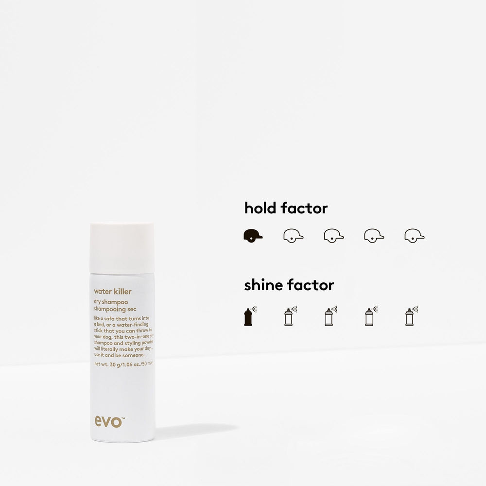 EVO Water Killer dry shampoo residue-free brush-out for easy styling