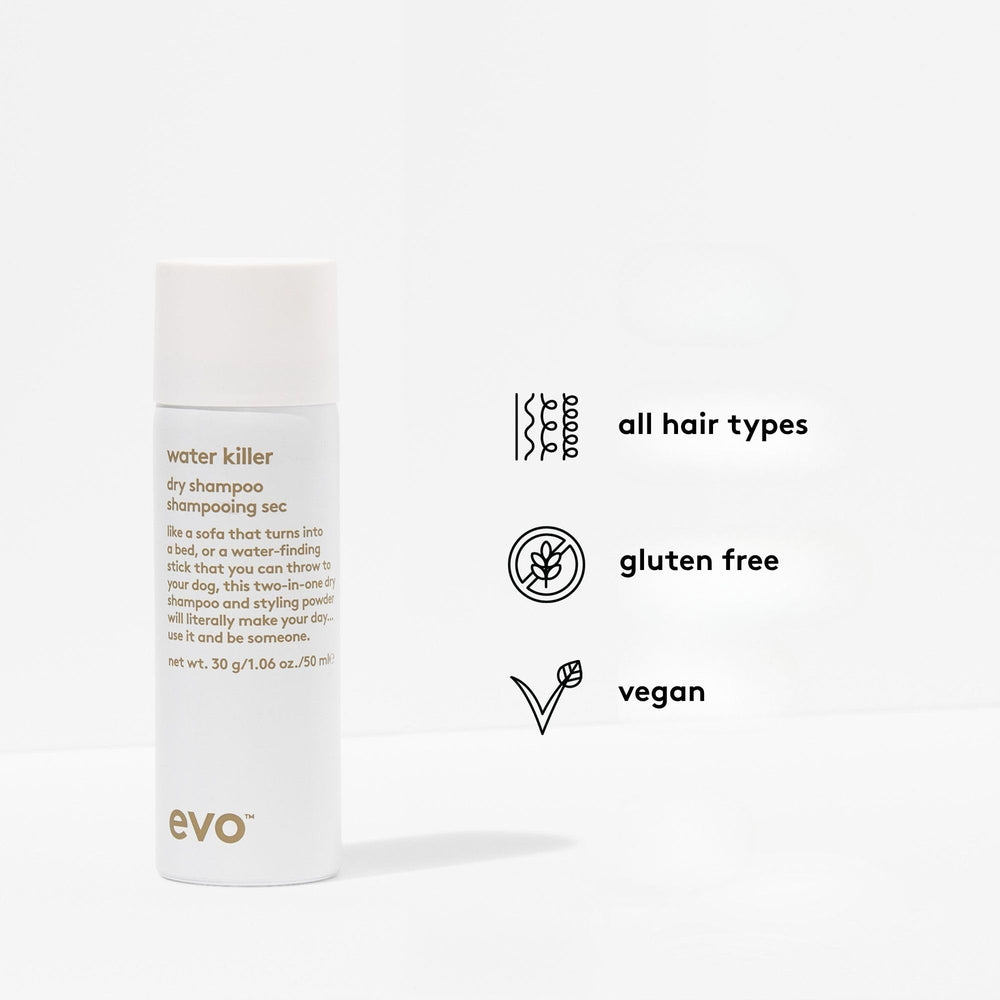 EVO Water Killer dry shampoo travel size 1.1oz for on-the-go care