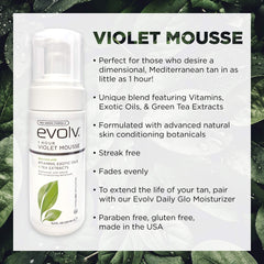 Evolv exotic oils and tea extracts nourish skin during tanning.