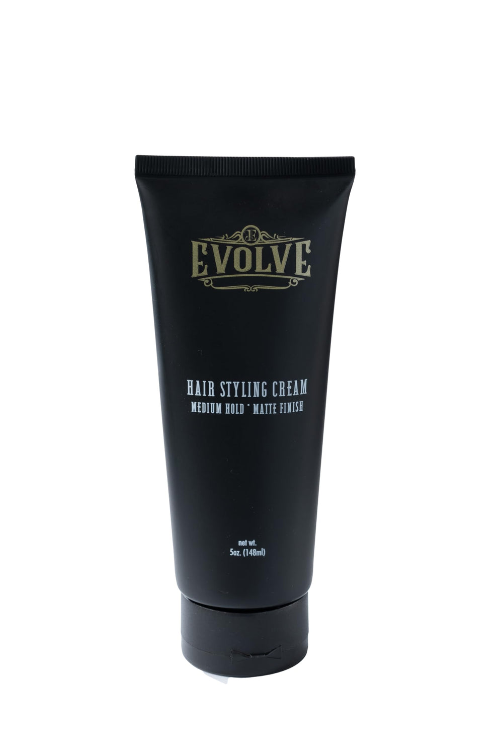Evolve Hair Styling Cream tube shown for versatile, non-greasy hold and matte finish.