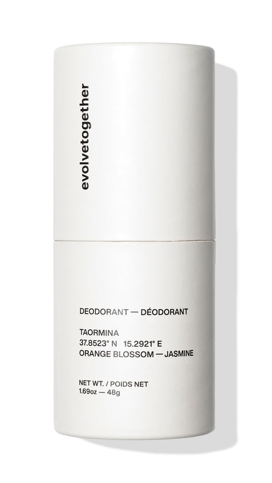 Evolvetogether orange blossom jasmine deodorant with Taormina scent for daily freshness.