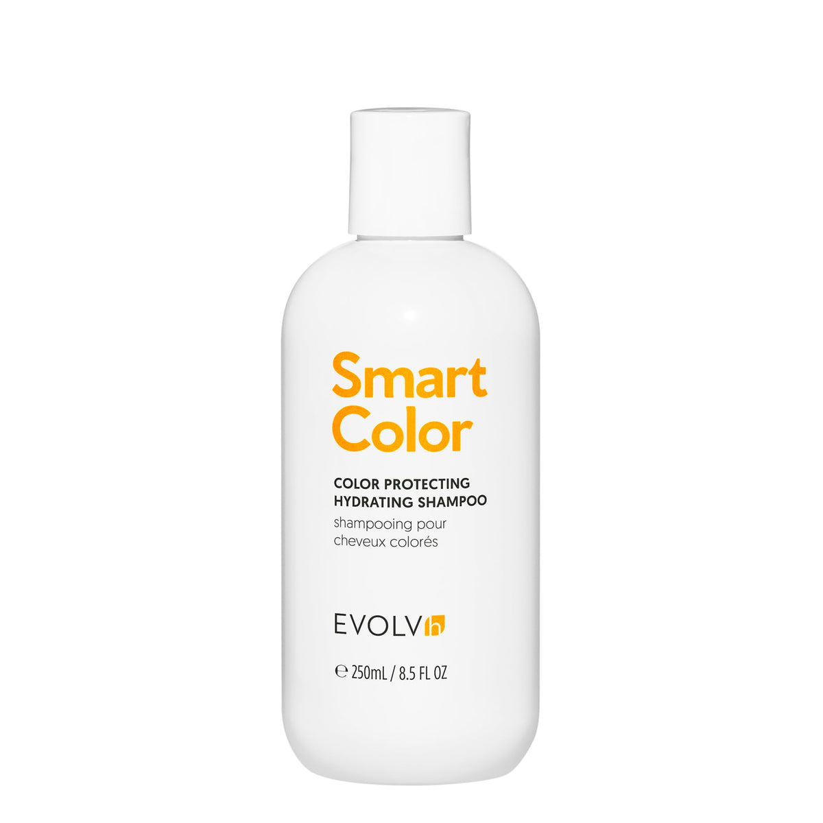 EVOLVh SmartColor Shampoo bottle showcases color protection and vegan formula.